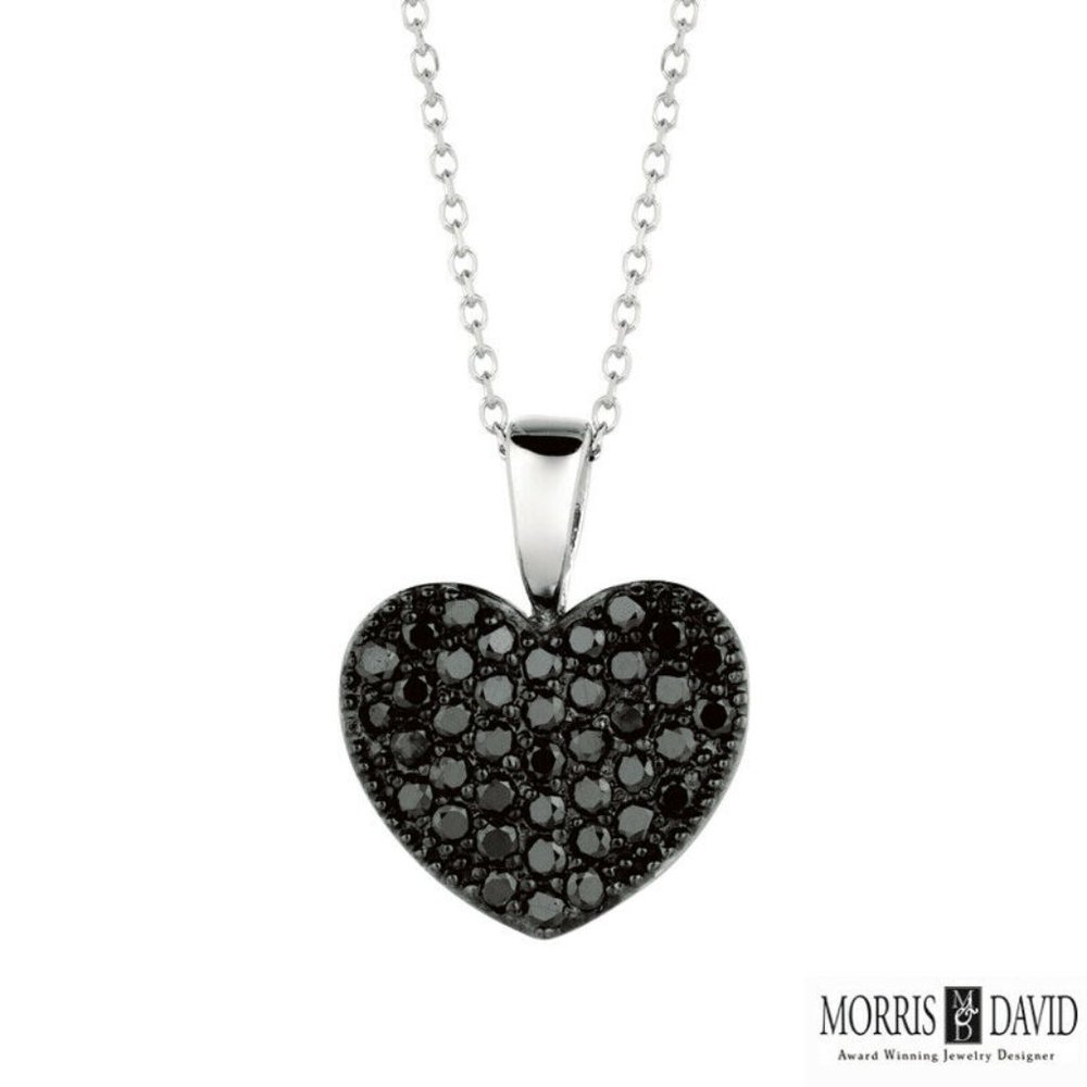 0.40 Carat Black and White Diamond Heart Necklace